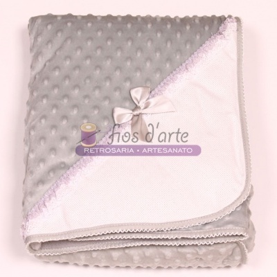 Manta de bebé em minky para bordar ponto cruz