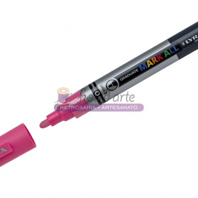 Marcador permanente LYRA MARK ALL preto com tampa rosa