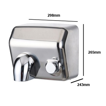 Secador de Mãos Elétrico com Botão 2300W PW-520A Aço Cromado