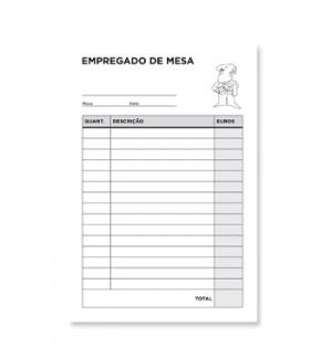 Blocos Impressos-Empregado de Mesa- 105X155 c/ Duplicado Pack 10 Livros