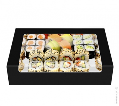 Embalagem para Sushi 18x9x4 em cartolina, cor preta Pack100 unidades