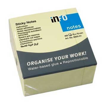 Bloco (Cubo) Adesivo Amarelo 75x75mm 400 Folhas