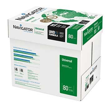 40 Caixas Papel Fotocopia A4 80gr Navigator (Universal) 5x500 ( 19,99€ / Caixa)