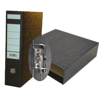 Pasta Arquivo + CX Fixa L80 310X290 Marmoreada Preta PACK 5 un