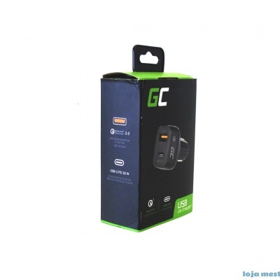Carregador para Carro Green Cell  USB type C e USB 3.0