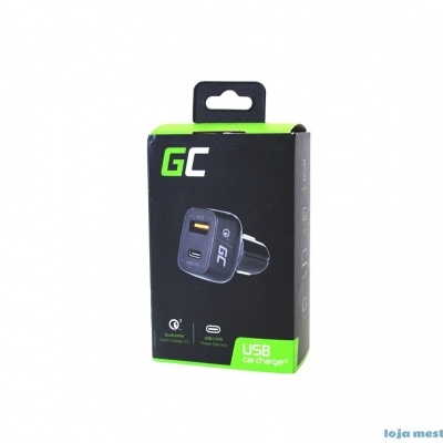 Carregador para Carro Green Cell  USB type C e USB 3.0