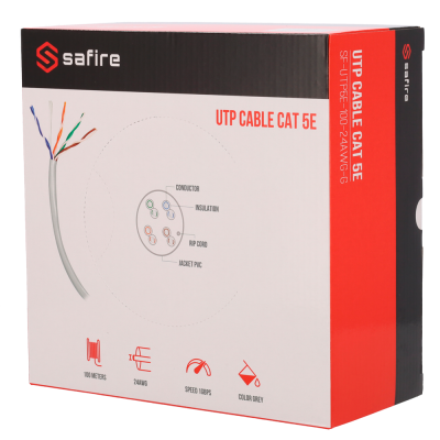 Bobine UTP Cat5e 100 m PVC - Safire SF-UTP5E-100-24AWG-G