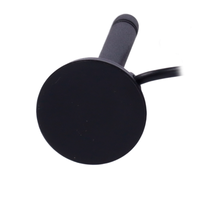 microfone de mão preto com cabo