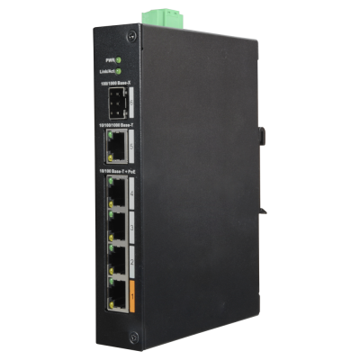 Switch PoE X-Security 4 portas PoE +1 SFP +1 Uplink Gigabit Velocidade 10/100/1000 Mbps-X-Security XS-SW0604HIPOE-F-60-DIN