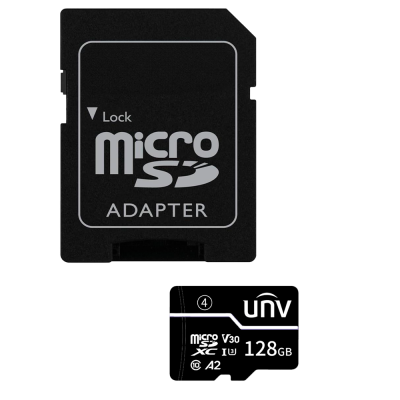 Cartão MicroSD Uniview UV‑TF‑128G‑T‑C 128 GB Classe 10/U1/V10/A1 — Capacidade Compacta com Adaptador