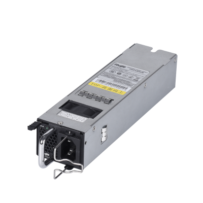 Fonte de alimentação metálica para servidor com etiqueta e conector preto