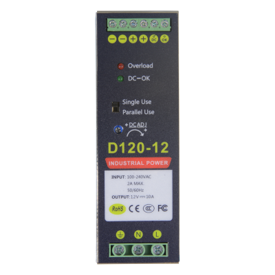 Fonte Alimentação Carril DIN lojaCCTV DC 12V 10A 120W (AC 100-240V)