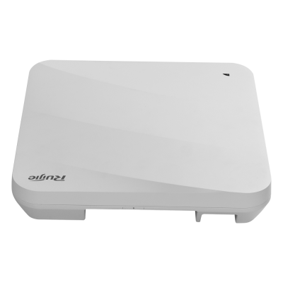 Leitor de digital branco com padrão de linhas diagonais e indicador LED