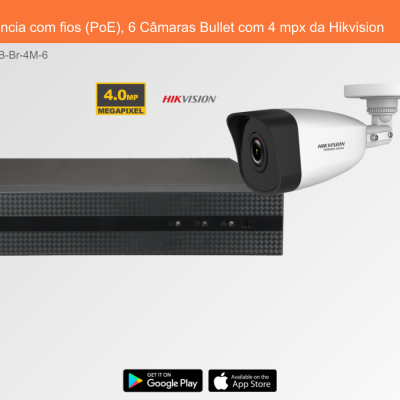 Conjunto de videovigilância com gravador e câmara bullet branca