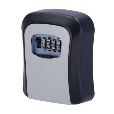 Fechadura numérica preta e cinza com 4 rodas de combinação