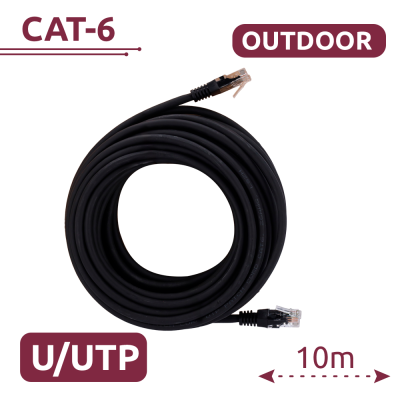 Cabo de Rede Cat6 UTP RJ45 10m Exterior Preto lojaCCTV