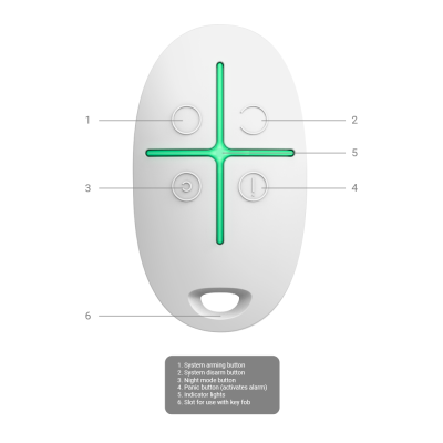 Comando Ajax AJ-SPACECONTROL-W Branco para sistema de alarme