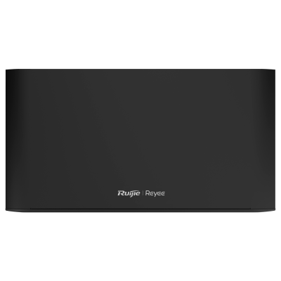 Dispositivo eletrônico preto retangular com textos Ruijie e Reyee