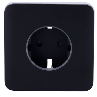 Tomada elétrica quadrada preta com orifícios padrão europeu