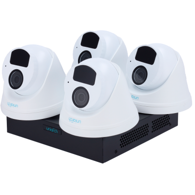 Kit Uniview UV‑KIT118‑T42POE NVR 8 CH PoE + 4 Câmaras Turret 2 MP com IR 30 m