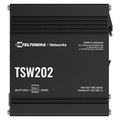 Teltonika Switch PoE Gestionável Industrial 8 portas Ethernet RJ45 Gigabit +2 SFP Gigabit 8 portas Ethernet PoE+ 802.3af/at-TK-TSW202