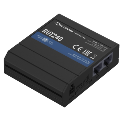 Módulo preto Teltonika Networks RUT240 com portas Ethernet
