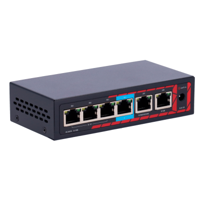 Safire Indoor Hi-PoE Extender Switch Aumenta o alcance da potência PoE 4 portas PoE + 2 Uplink RJ45-Safire SF-POE-EXT0604-60
