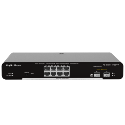 Reyee Switch PoE Cloud Layer 2 8 portas PoE+ Gigabit+ 2 SFP Gigabit 30W por porta 802.3af/at / Máximo 125W-Ruijie RG-NBS3100-8GT2SFP-P