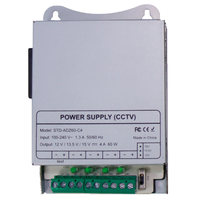 Fonte Alimentação Carril DIN lojaCCTV DC 12V 5A 60W 4 saídas (AC 100-240V)