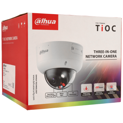 Câmara com fios (PoE) Mini-Dome Branca 8mpx 2.7mm 50m Microfone IP67 IK10 - Dahua IPC-HDBW3849R1-ZAS-PV