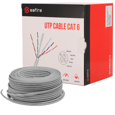 Bobine UTP Cat6 100 m PVC 23AWG - Safire SF-UTP6-100-23AWG-G