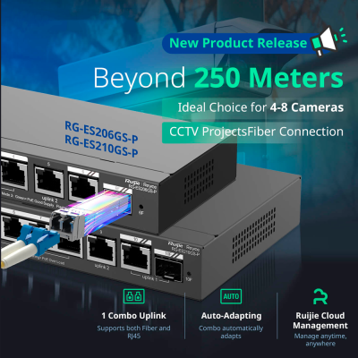 Dispositivos eletrónicos para conexões de rede com texto promocional sobre capacidades e modelos.