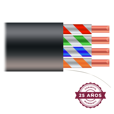 Bobine UTP Cat5e 100 m Exterior (Preto) - UTP5E-100-OUTDOOR