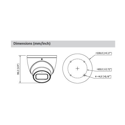 Câmara com fios (Coaxial) Turret Branca 8mpx 2.8mm 50m Microfone IP67 - Dahua HAC-HDW2802T-A-S2-DIP