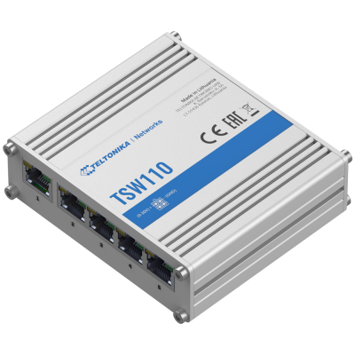 Teltonika Switch Não gestionável Industrial 5 portas Ethernet RJ45 Gigabit Caixa Robusta de Alumínio-TK-TSW110