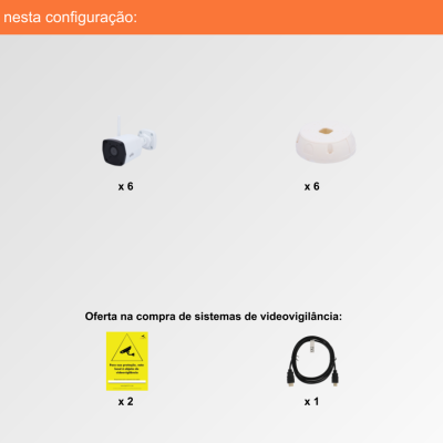 Sistema de Videovigilância sem fios (IP), 6 Câmaras Bullet com 2 mpx da Uniview