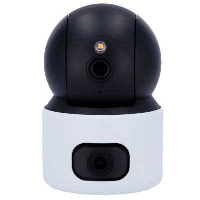 Câmara de vigilância preto e branco com duas lentes e LED frontal