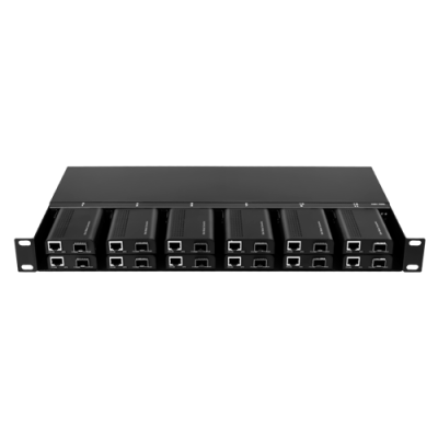 Rack 1U 12 Slots com Fonte Redundante lojaCCTV RACK-1U12MC-AC220D