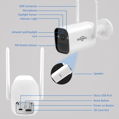 Câmara sem fios (WiFi) Dome Branca 3mpx  - Hiseeu C40