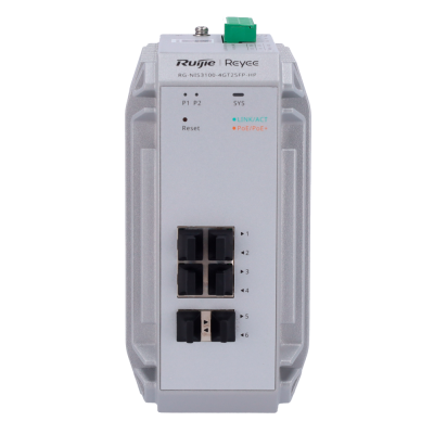 Reyee Switch Industrial PoE Cloud Capa 2 4 portas Gigabit PoE+ + 2 portas Gigabit SFP 30W por porta 802.3af/at / Máximo 120W-Ruijie RG-NIS3100-4GT2SFP-HP