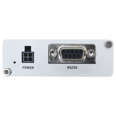 Placa metálica com porta POWER e conector RS232