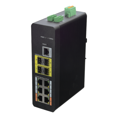 Switch HiPoE X-Security 6 Portas PoE (RJ45) + 4 Porta Uplink (SFP) Velocidade 10/100/1000 Mbps-X-Security XS-SW1006HIPOE-MFG-120-DIN