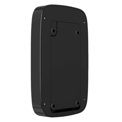 Dispositivo eletrônico preto retangular com cantos arredondados.