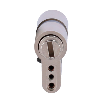 Cilindro metálico de fechadura cinzento com ranhura para chave