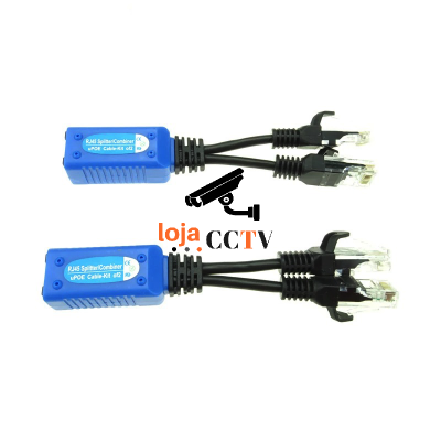 Par Splitter PoE 2-1 RJ45, Adaptador para ligar 2 câmaras PoE com 1 cabo