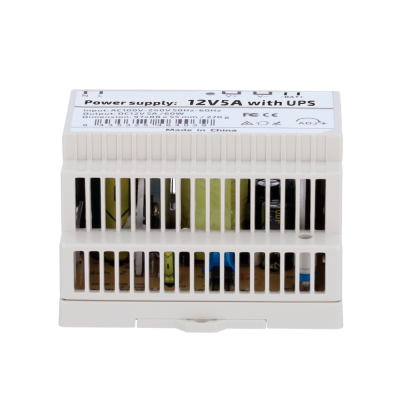 Fonte de alimentação branca com texto e grelhas