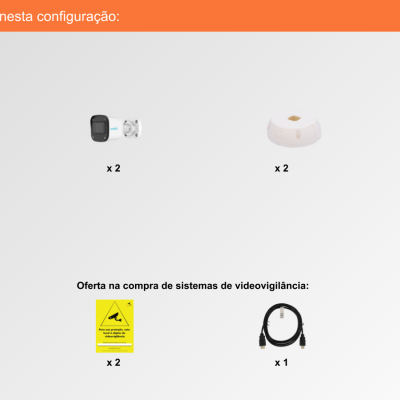 Sistema de Videovigilância com fios (IP) e Switch PoE, 2 Câmaras Bullet com 4 mpx da Ajax