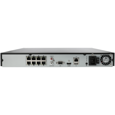 Equipamento eletrônico cinza e preto com diversas portas e ventilador traseiro