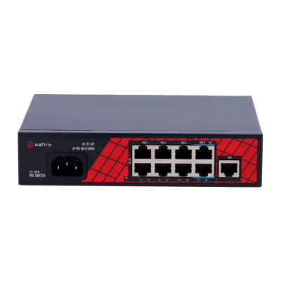 Safire Switch Hi-PoE 9 portas (8 portas + 1 uplink)-Safire SF-SW0908HIPOE-120