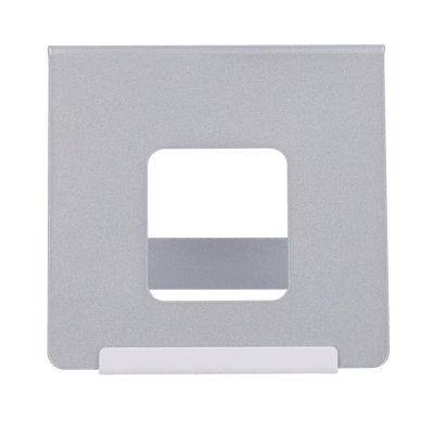 Prato quadrado cinzento claro com recorte quadrado ao centro